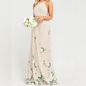 Show Me Your MuMu Amanda High Neck Sleeveless Floral Chiffon Maxi Dress size XS